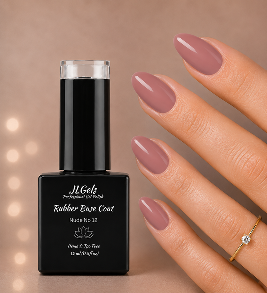 Rubber Base Coat Nude, No 12, Hema & TPO Free, 15ml