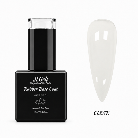 Rubber Base Coat Nude, No 01 Clear, Hema & TPO Free, 15ml
