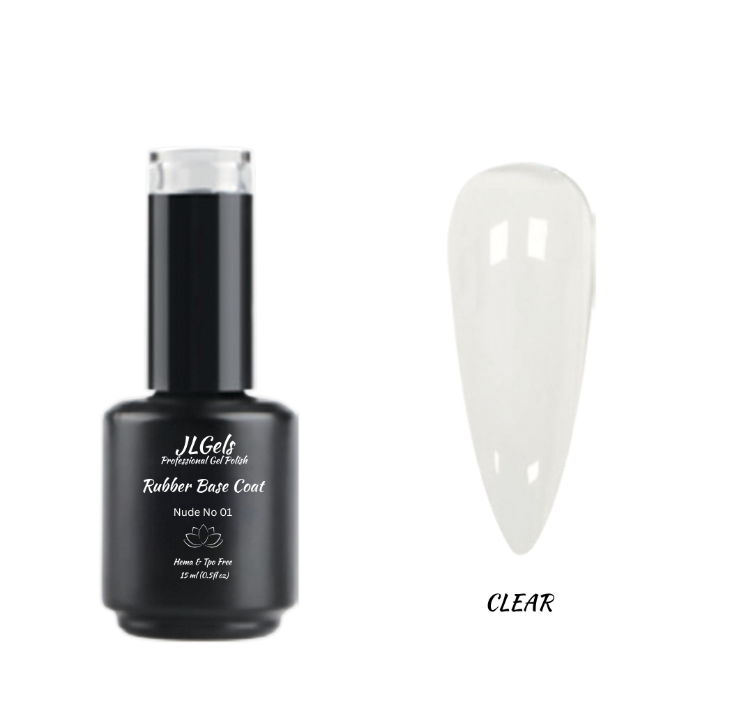 Rubber Base Coat Nude, No 01 Clear, Hema & TPO Free, 15ml