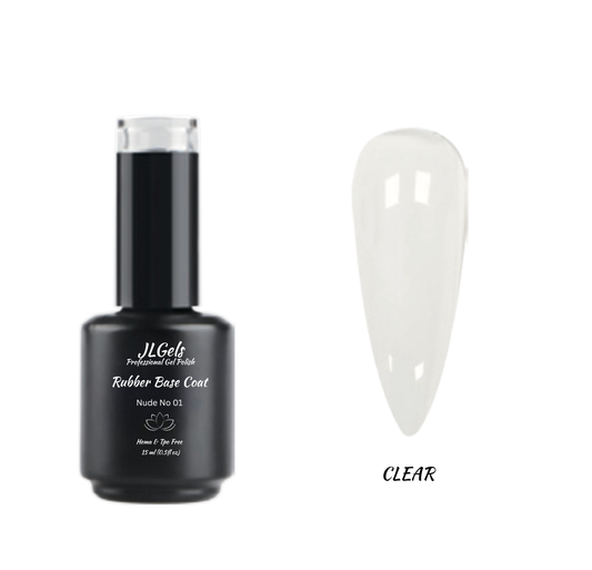 Rubber Base Coat Nude, No 01 Clear, Hema & TPO Free, 15ml