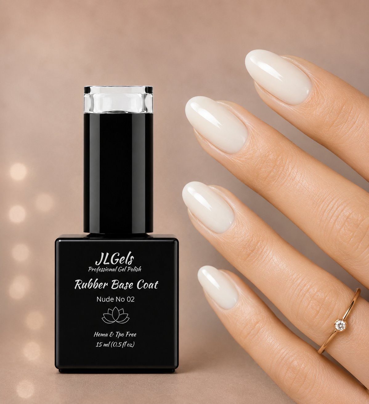Rubber Base Coat Nude, No 02, Hema & TPO Free, 15ml