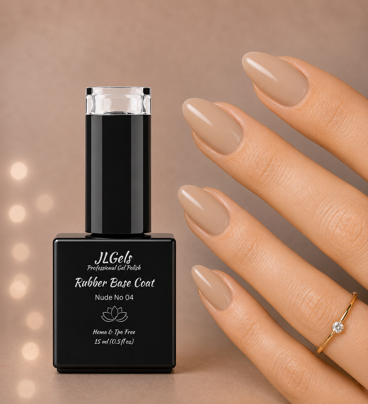 Rubber Base Coat Nude, No 04, Hema & TPO Free, 15ml