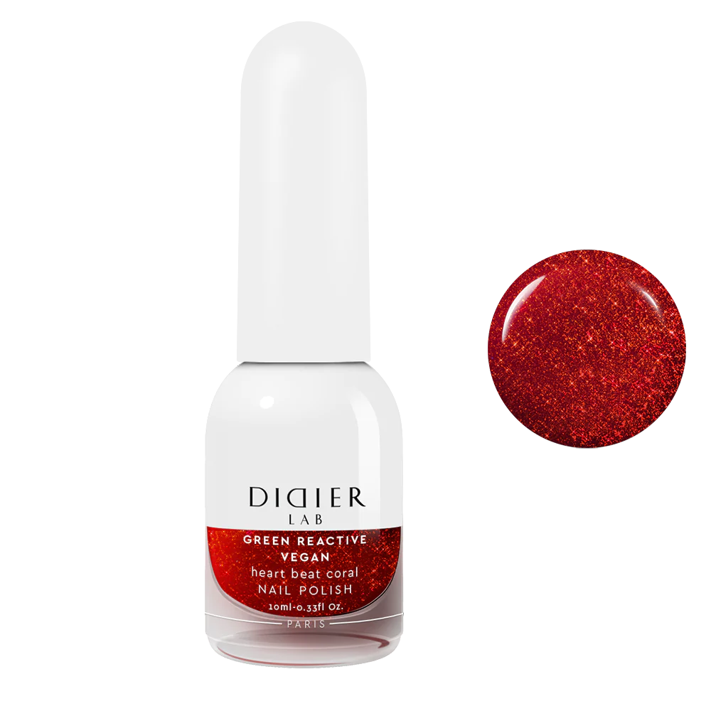Vegan Nail Polish Green Reactive "Didier Lab" Heart Beat Coral, 10ml